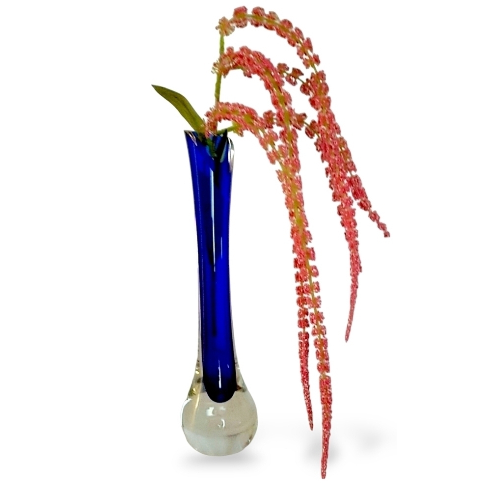 1960s Clear and Cobalt Sommerso Blown Glass Vase